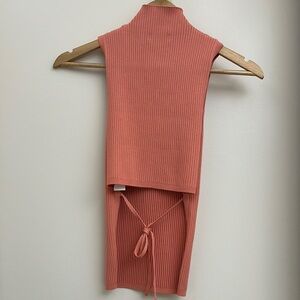 Aritzia Babaton Coral Ribbed High Neck Tank